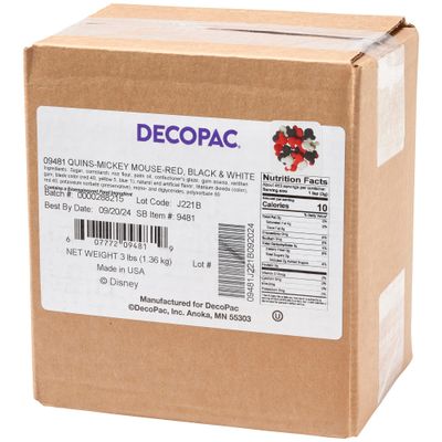 DecoPac Mickey Mouse Quins, Red/Black/White, 3 Pounds, Red, Black, White