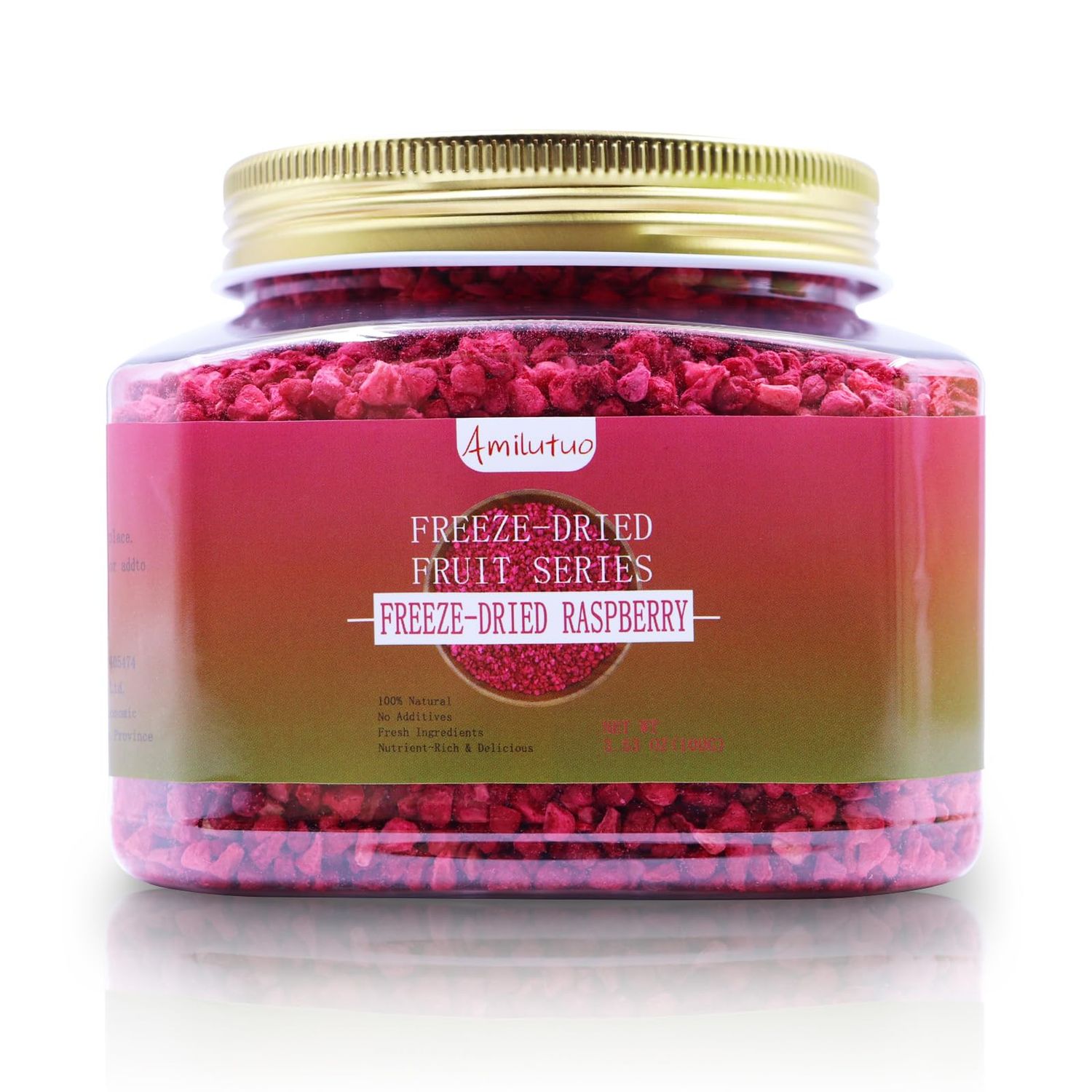 Freeze Dried Raspberries, 100g/3.52OZ Freeze Dried Fruit, Raspberries, No Sugar Added, Fruit Snacks, Raspberries Pieces for Cakes, Muffins or Cookies