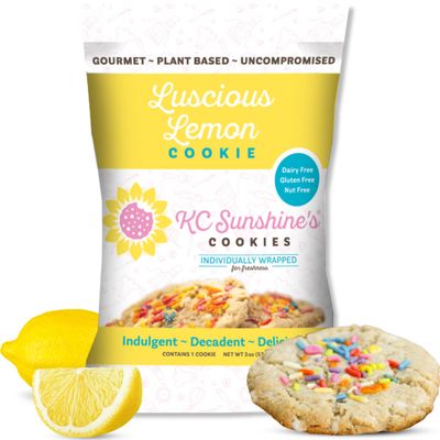 KC Sunshines Gluten Free Cookies (Lemon, Pack of 6) - Gluten Free Snacks - Dairy Free, Nut Free, Vegan Friendly &amp; Plant Based Cookies - Gluten Free Cookies Individually Wrapped