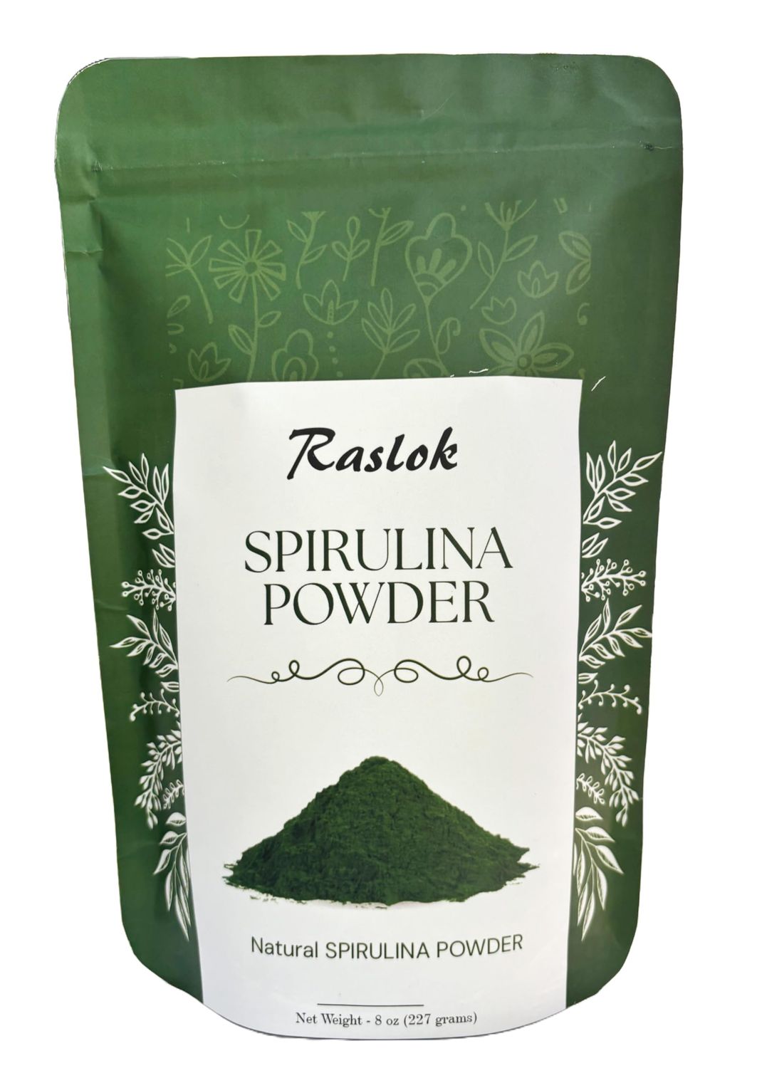 Raslok Pure Spirulina Powder  Immune Support and Antioxidants  No Filler &amp; Non-GMO, Rich in Vegan Protein (8 Oz)