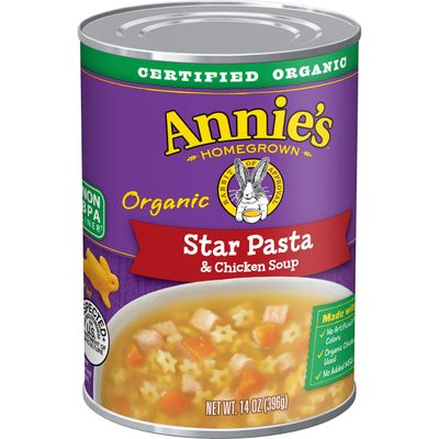 Annies Organic Star Pasta and Chicken Canned Soup, Ready To Serve, 14 oz