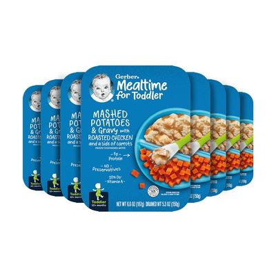 Gerber Mealtime for Toddler Mashed Potatoes &amp; Gravy with Roasted Chicken &amp; Carrots, 6.6 Ounce (Pack of 8)
