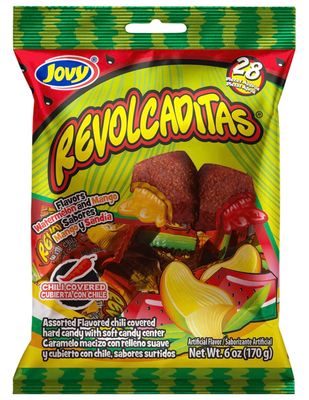 Jovy Revolcaditas with Chili Watermelon &amp; Mango Flavors  6oz Bag  Mexican Candy