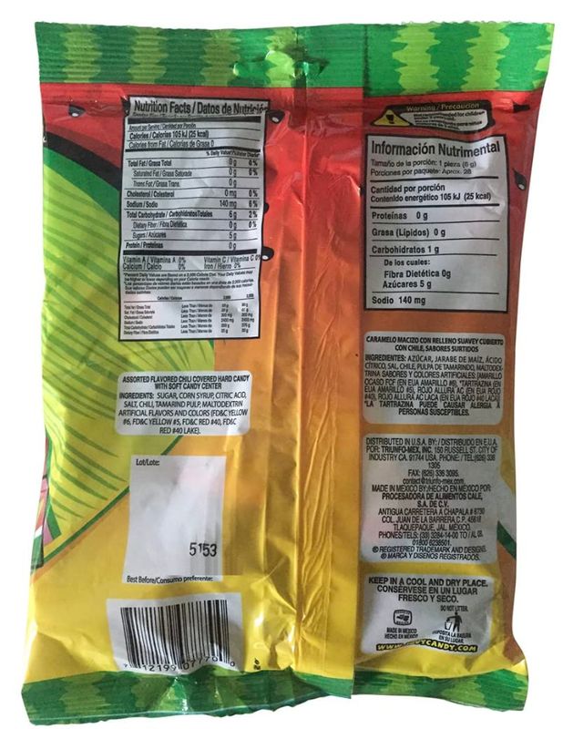 Jovy Revolcaditas with Chili Watermelon &amp; Mango Flavors  6oz Bag  Mexican Candy
