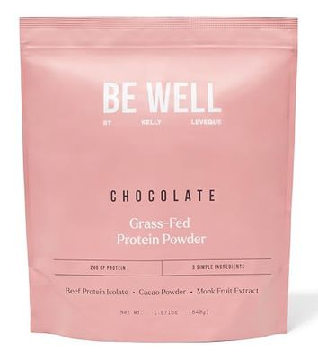 Be Well by Kelly Chocolate Grass-Fed Beef Protein Powder, 24G of Protein &amp; 1G Net Carbs (3 Ingredients, 30 Servings) 9 Amino Acids  3 BCAAs No Soy, No Dairy, Stevia-Free, No Sugar Added 1.87lb 849g