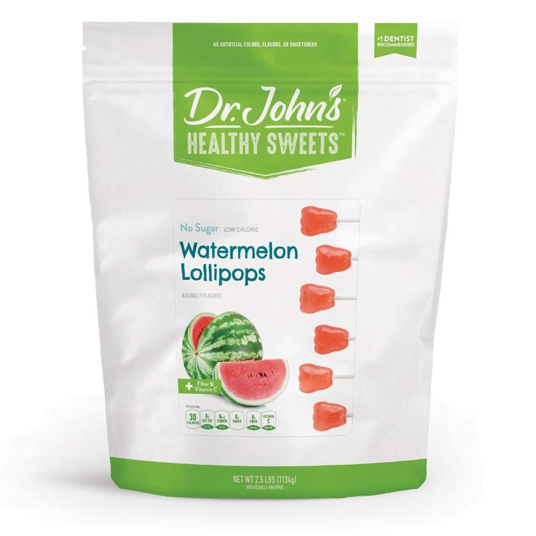 Dr. Johns Sugar Free Candy, Healthy Lollipops with Zero Sugar, Low Calorie Snacks, Keto Friendly Hard Candy Sweets, Watermelon Tooth, 150 Count, 2.5 LB