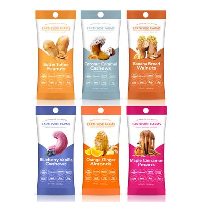 Earthside Farms Candied Nuts, Perfect for Snacking or On the Go, Low Sugar, Keto Friendly, Individually Wrapped (1 Ounce(Pack of 6), Variety)