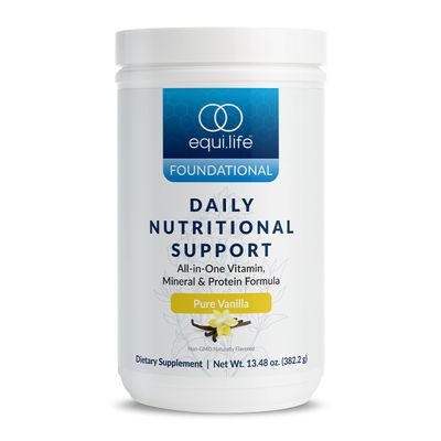 Equilife - Daily Nutritional Support, Organic and Plant Based Protein Powder, All-in-one Multivitamin, May Help Boost Energy and Mood, Gut-Cleansing Aid and Skin Health (Pure Vanilla,14 Servings Tub)