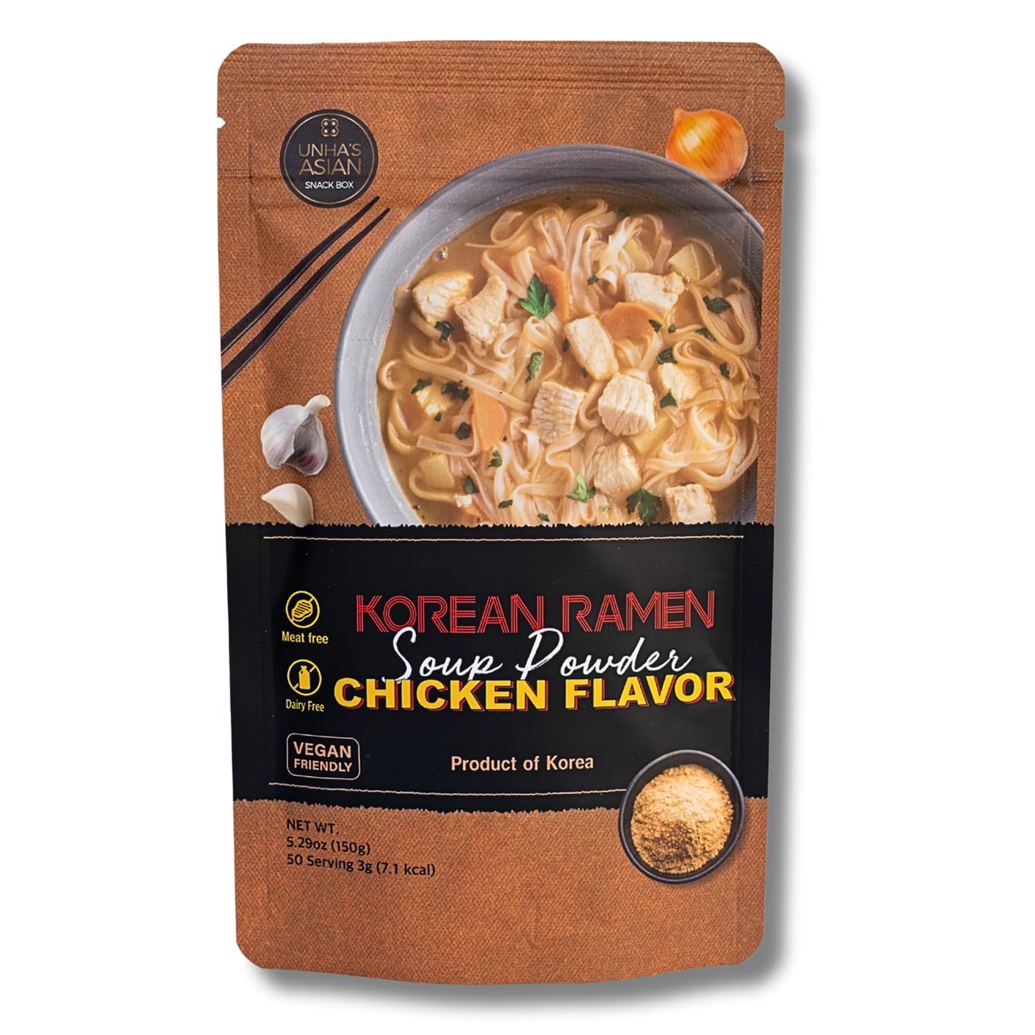 Authentic Korean Ramen Soup Seasoning, Hot and Spicy Flavor Powder, Premium Instant Ramyun Broth, Vegan Friendly, Product of Korea, 5.29oz Pack (5.29 OZ, CHICKEN FLAVOR)