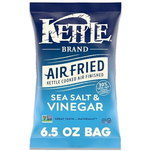 Kettle Brand Potato Chips, Air Fried Sea Salt &amp; Vinegar Kettle Chips, 6.5 Oz Bag