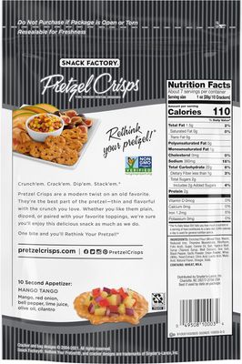 Snack Factory Pretzel Crisps Sea Salt &amp; Cracked Pepper, 7.2 Ounce (Pack of 12)
