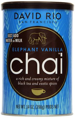 Elephant Vanilla Chai Tea Latte Mix, 14 Oz, Black Tea, Organic Spices, Dairy Free, Serve Hot or Cold, Just Add Water or Milk, 14 Servings