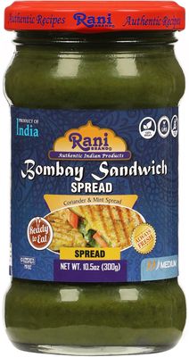 Rani Bombay Sandwich Spread, Mild (Mint &amp; Coriander) 10.5oz (300g) Glass Jar, Ready to Eat  Vegan  Gluten Free  NON-GMO  Kosher  Indian Origin