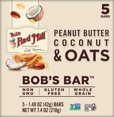 Bob's Red Mill 5pk PB Coconut &amp; Oats Bar, 5 bars (Pack of 1) - Non GMO, Gluten Free, Kosher