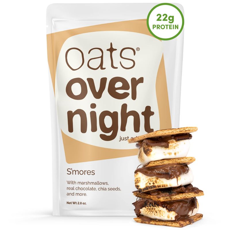 Oats Overnight Smores - Overnight Oats with 22g Protein, High Fiber Breakfast Protein Shake - Gluten Free Oatmeal, Non GMO High Protein Oatmeal (2.8 oz per meal) (24 Pack)