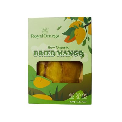 RoyalOmega Organic Dried Mango Slices All-Natural, Non-GMO  Mouth-Watering Dried Mangoes  Nutritious &amp; Delicious Healthy Snacks for Kids and Adults - 500 grams
