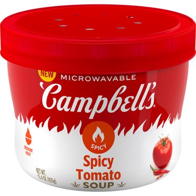 Campbells Spicy Tomato Soup, 15.4 oz Microwavable Bowl