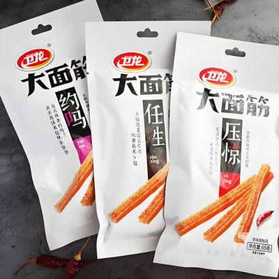 3Pack Spicy Strip, WeiLong Latiao, Spicy Gluten, A small package of 65g, enjoy delicious food anytime.6.88oz/195g