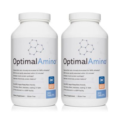 OptimalAmino Tablets Fitness Bundle (600 Count)  99% Utilized Essential Amino Acid (EAA) Supplement  Increase Muscle Recovery, BCAA Protein Pre/Post Workout, NSF Certified for Sport Certified
