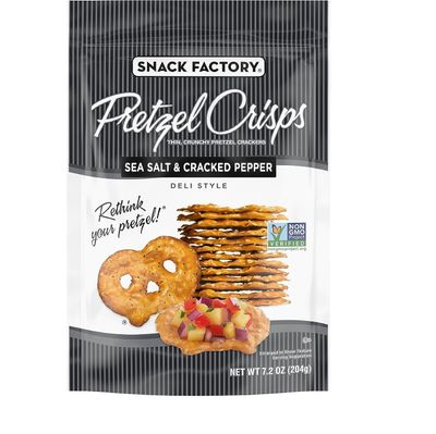 Snack Factory Pretzel Crisps Sea Salt &amp; Cracked Pepper, 7.2 Ounce (Pack of 12)