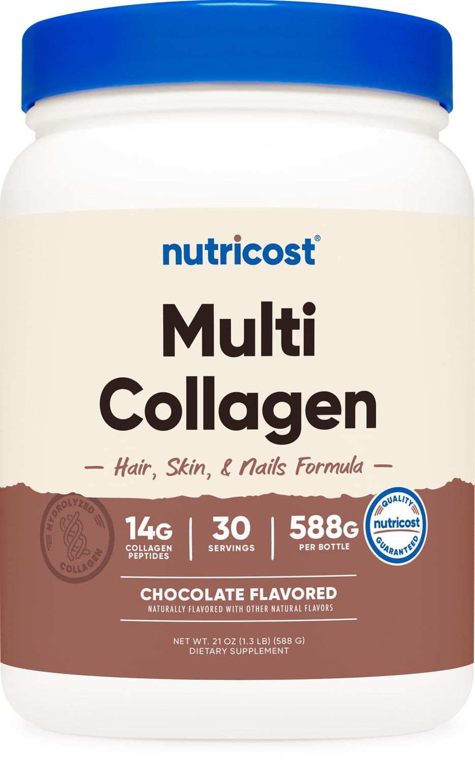Nutricost Multi Collagen  Beauty &amp; Protein Powder (Milk Chocolate Flavor) 30 Servings - with Biotin and Collagen Peptides, Non-GMO, Gluten-Free