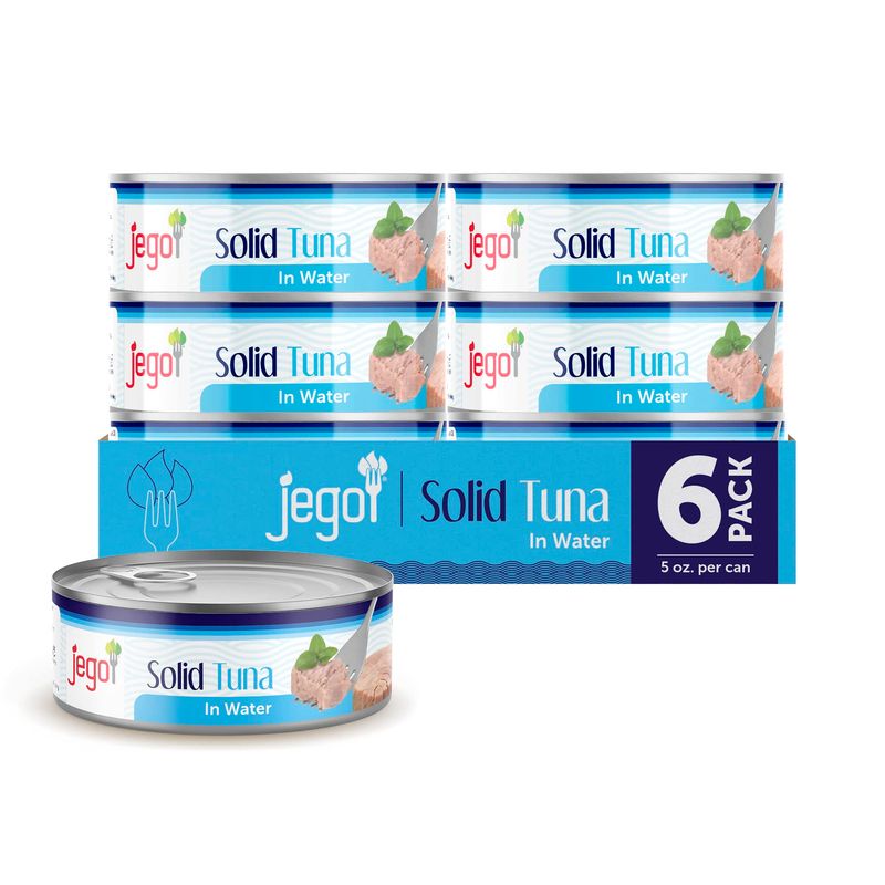 Jego Solid Tuna in Water  Wild Natural Catch Tuna  Keto  Low Carb  Gluten Free  Soy Free  Canned  Ready to eat  Pack of 6  5oz can