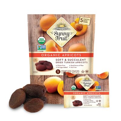 Sunny Fruit Soft Organic Turkish Dried Apricots - 1 Bag (5 Individual Portion Packs)  Healthy, Convenient Snack Packs  ORGANIC, NON-GMO, VEGAN, HALAL, KOSHER, NO PRESERVATIVES, NO SUGAR ADDED