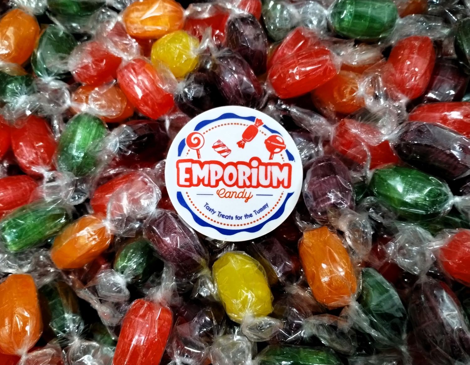 Assorted Fruit Barrels - 1 lb Bulk Individually Wrapped Orange, Cherry, Apple, Lemon, Grape Fresh Sweet Hard Candy