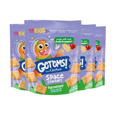 Get&#39;ems! from Gerber, Snacks for Kids, Parmesan Space Crackers, Made with Real Veggies &amp; Fruits, Iron &amp; Vitamin E - 4 pack