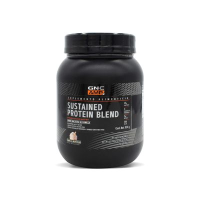 GNC AMP Sustained Protein Blend  Targeted Muscle Building and Exercise Formula  4 Protein Sources with Rapid &amp; Sustained Release  Gluten Free  Vanilla Milkshake  28 Servings
