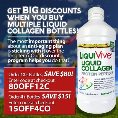 LiquiVive Liquid Collagen Protein Peptides Concentrate  Pure Hydrolyzed Super Multi Collagen Hydrolysate Drink  Higher Absorption Than Powder Pills &amp; Capsules  Colageno Liquido Hidrolizado