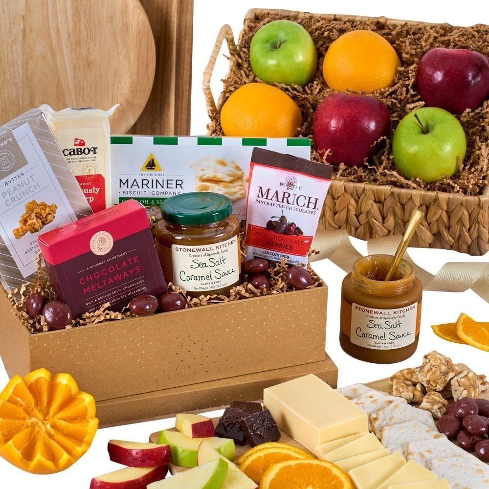 Christmas Fruit Basket of Fruits, Cheese, Chocolate and Nuts by GourmetGiftBaskets.com