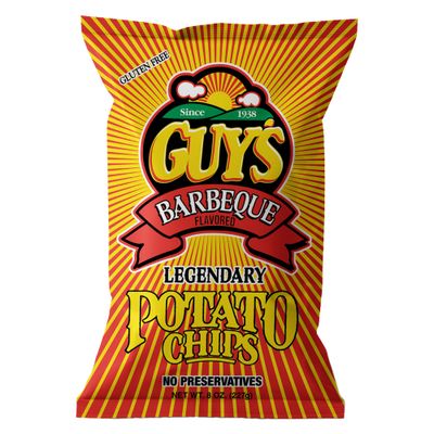 Guys BBQ Potato Chips - Healthy &amp; Salty Snacks with a Unique Blend of Spices - Natural Potato Snack Chips - Pantry Essentials for Lunch, Snacking, or On-the-Go Munching (8 oz Bag, Pack of 15)