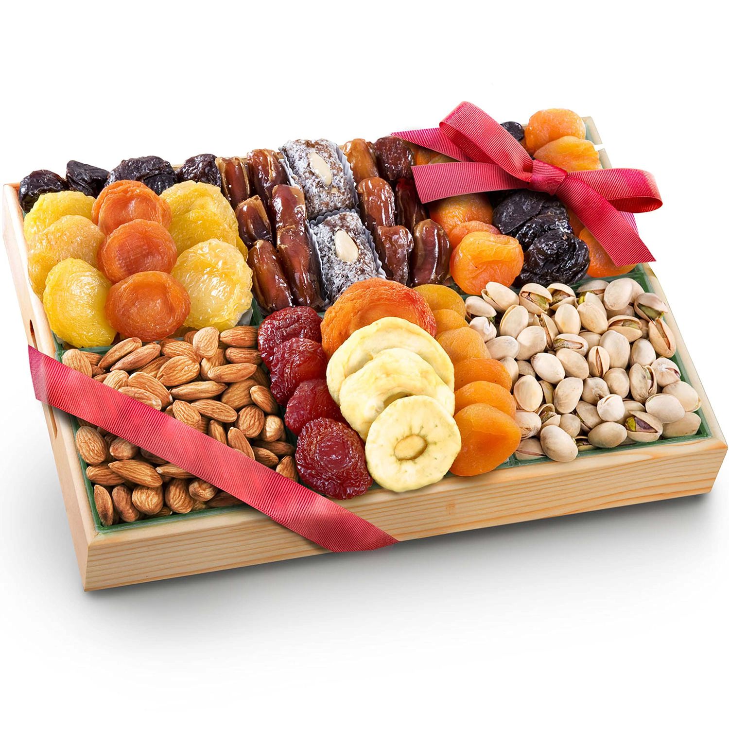A Gift Inside Pacific Coast Deluxe Dried Fruit Tray With Nuts Gift With Almonds &amp; Pistachios for Holiday Birthday Healthy Snack Business Gourmet Food Platter 38 Oz