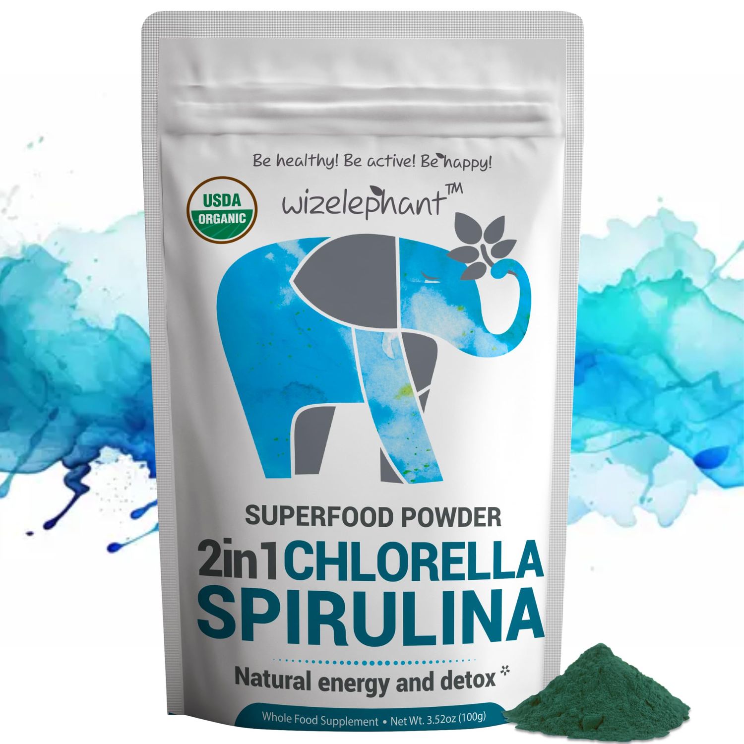 Chlorella Spirulina Powder Organic  Super Greens Powder and Smoothie Mix  Rich in Chlorophyll for Immune Support and Energy  Raw Vegan Protein  Spirulina Chlorella Powder  50 Servings