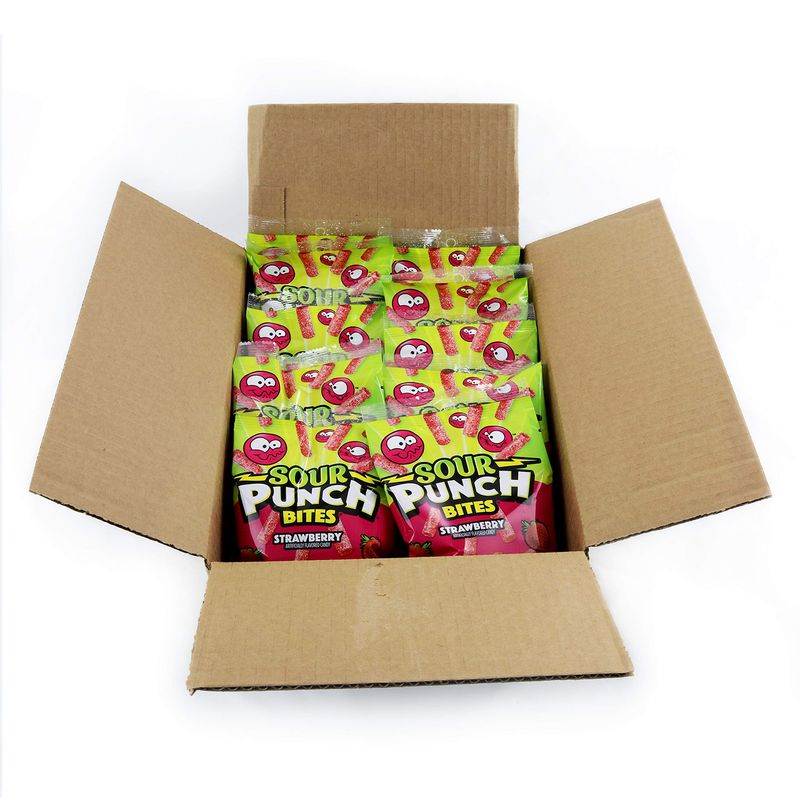 Sour Punch Bites, Sweet Strawberry Fruit Flavor,Soft &amp; Chewy Candy, 5 Ounce Bag, Pack of 12