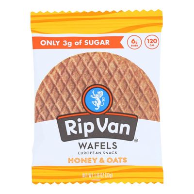RIP VAN WAFELS, Wafel, Honey/Oat, Pack of 12, Size 1.2 OZ, (GMO Free Kosher Low Sodium)