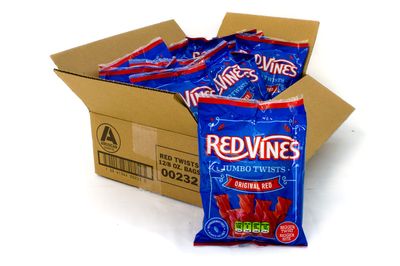 Red Vines Jumbo Licorice, Original Red Flavor, 8oz Bags (12 Pack), Soft &amp; Chewy Candy Twists