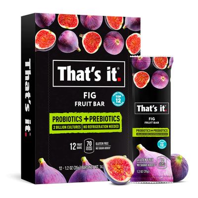 That&#39;s it. Fig Probiotic Fruit Bar Pack,. Just Real Fruit  Probiotics, 70 Calories Per Bar, All Natural, 2- Ingredients, Shelf Stable, Allergy-Friendly (12 Count)