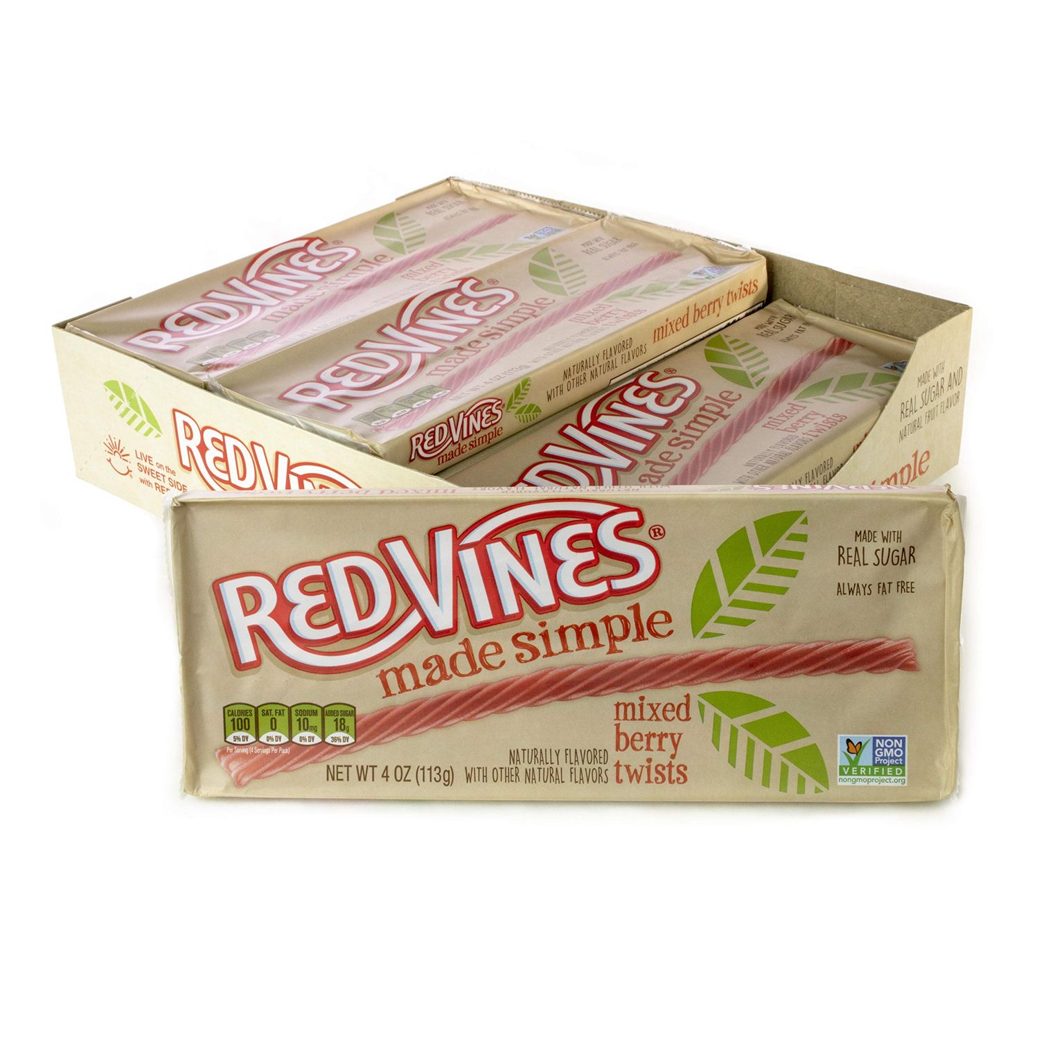 Red Vines Made Simple Licorice Twists, Mixed Berry Flavor, Soft &amp; Chewy Candy, 4oz Tray (9 Pack)