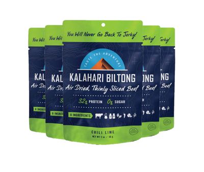 Lime Chili Kalahari Biltong, Air-Dried Thinly Sliced Beef, 2 Ounce (Pack of 5), Sugar Free, Gluten Free, Keto &amp; Paleo, High Protein Snack