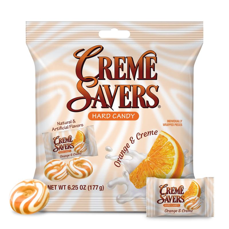 Creme Savers Orange and Creme Hard Candy  The Taste of Fresh Orange Swirled in Rich Cream  The Original Classic Creme Savers Brought To You By Iconic Candy  6.25oz Bag