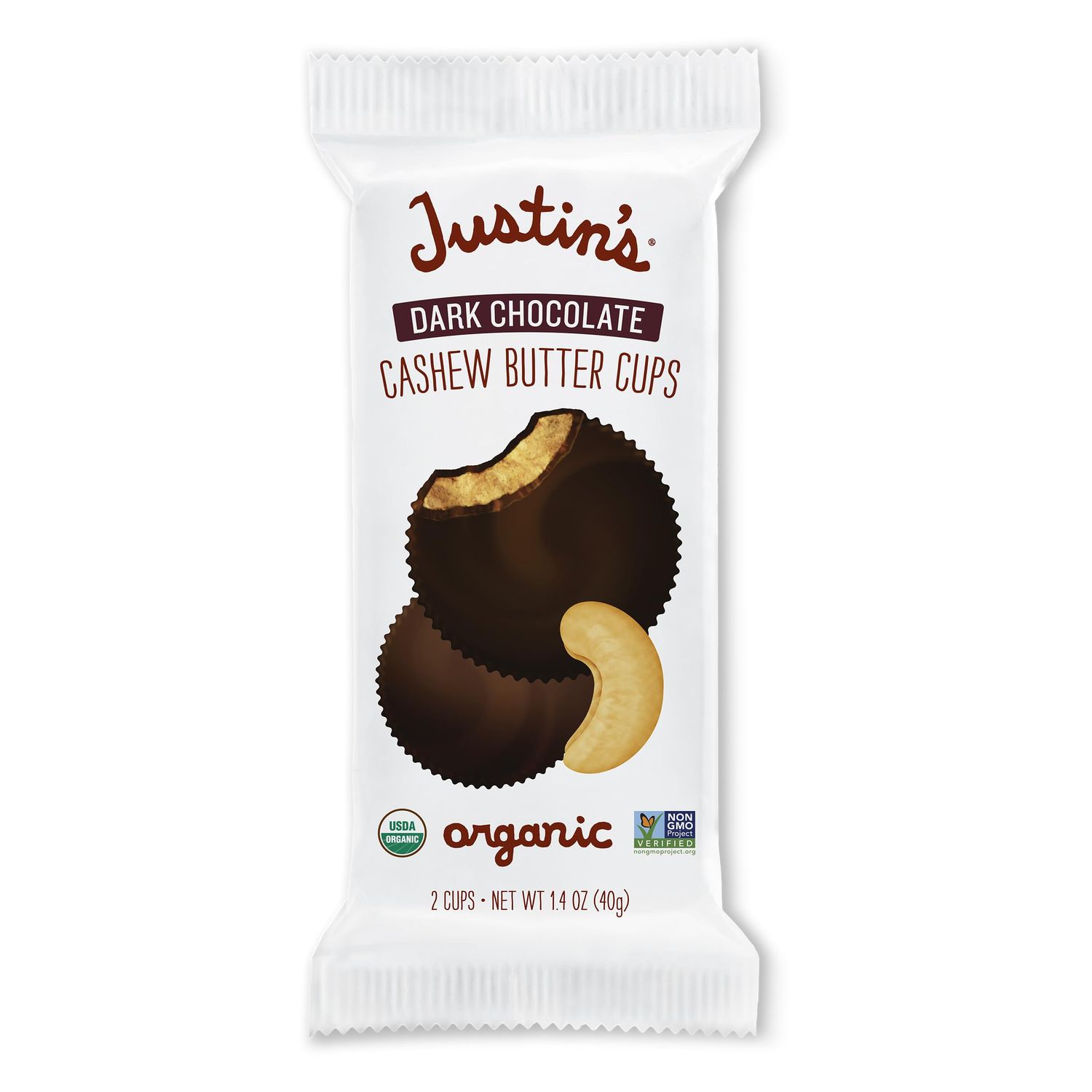 Justins Organic Dark Chocolate Cashew Butter Cups, 1.4 OZ