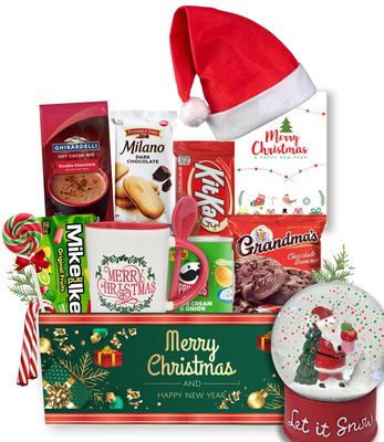 The Ultimate Basket Bundle Gift Set for Kids, Teenage, Candy &amp; Snacks, Mug, &amp; Snow Globe Variety Gift Box Christmas Care Package for Brother, Sister, Son, Daughter