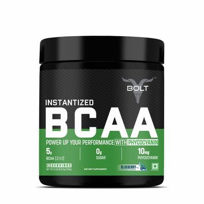 Bolt BCAA Powder, 2:1:1 Potent Formula-Leucine, Isoleucine, Valline, Suppots Muscle Recovery, Growth &amp; Endurance,Blueberry Blast, 30 Servings