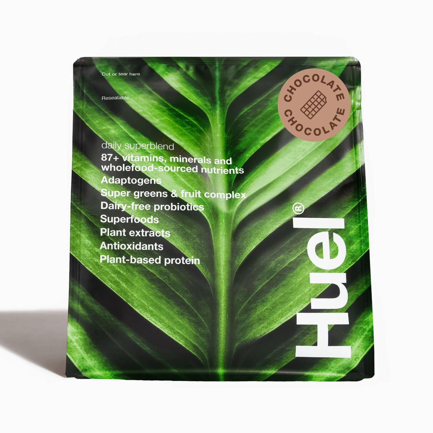 Huel Daily Superblend Chocolate Powder  25g Plant Based Protein  Super Greens Powder  87 Vitamins, Minerals, and Wholefood-Sourced Ingredients 19 Servings  Scoop not included to reduce plastic