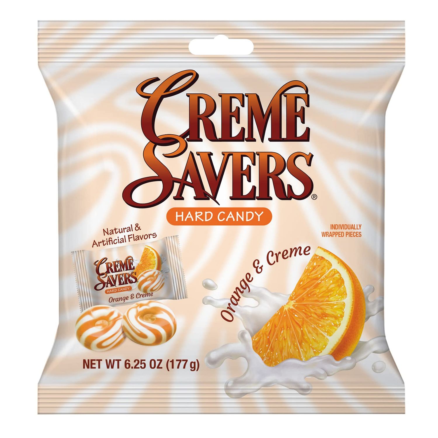 Creme Savers Orange and Creme Hard Candy  The Taste of Fresh Orange Swirled in Rich Cream  The Original Classic Creme Savers Brought To You By Iconic Candy  6.25oz Bag
