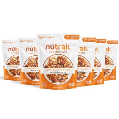 NuTrail Nut Granola Cereal, Cinnamon Pecan, No Sugar Added, Gluten Free, Grain Free, Keto, Low Carb, Healthy Breakfast Cereal 8 Ounce (Pack of 6)