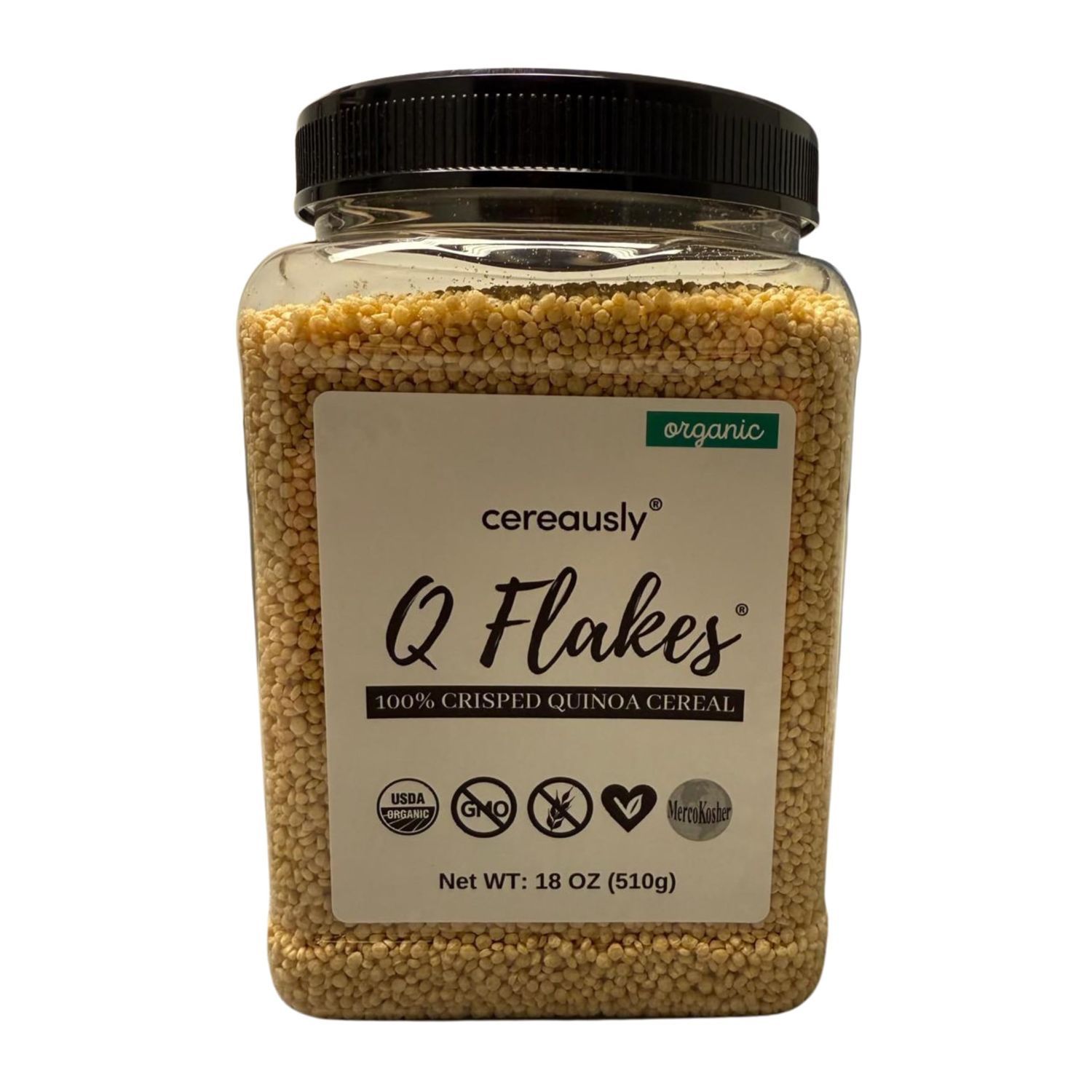 CEREAUSLY Puffed Crispy Quinoa - Premium Quinoa Crispies Made with Organic White Quinoa - Delicious and Nutritious for Snacks, Breakfast, Toppings - Crispped Quinoa with No Added Sugar - 18 OZ