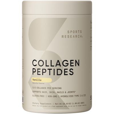 Sports Research Collagen Peptides - Hydrolyzed Type 1 &amp; 3 Collagen Powder Protein Supplement for Healthy Skin, Nails, &amp; Joints - Easy Mixing Vital Nutrients &amp; Proteins, Collagen for Women &amp; Men